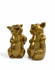 Pair of Vintage Brass Laughing Pig Figurines
