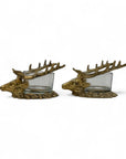 Pair of Vintage Brass Stag Head Candleholders – Luxurious Statement Décor