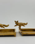 Vintage Brass Fox Trinket Dish-A Pair