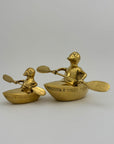Vintage Brass Duck and Duckling Paddling Boats-A Pair
