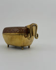 Vintage Brass Goat Trinket Dish With Enameled Etchings