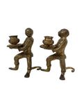 Vintage Brass Monkey Candleholders – Taper Holders, Pair