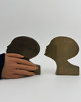 Rare Mid-Century Modern Brass Kissing Profile Sculptures-A Pair