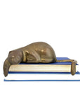 Vintage Brass Reclining Cat Shelf Sitter