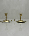 Vintage Brass Turtle Candlestick Holders- A Pair of