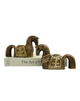 Pair of Vintage Trojan Horse Brass Candleholders