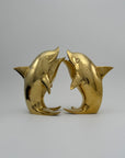 Vintage Solid Brass Dolphins – 10” Coastal Wishing Vessels/Coin Banks-A Pair