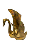 Vintage Brass Swan Vase – Hollywood Regency Sculptural Vessel | 9.75” Tall