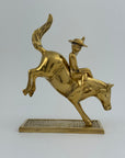 Vintage Brass Cowboy on Bucking Horse Sculpture – Rare Western Rodeo Figurine