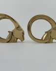 Vintage Brass Rams with Curled Horns-A Pair