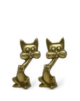Small Vintage Brass Cool Cats-A Pair