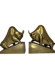 Vintage Brass Charging Bulls-A Pair