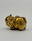 Small Vintage Brass Elephant Stash Pot / Ashtray / Trinket Holder