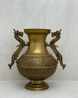 Vintage Brass Vase With Dragon Handles