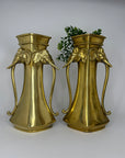 Pair of Heavy Vintage Brass Elephant Vases