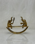 Rare Vintage Brass Figurine of Elephants Enjoying a Tennis Match on a Teeter-Totter