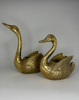 Vintage Brass Swan Planters-Pair