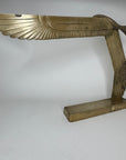 Large Vintage Brass Bird in Flight Sculpture | Modernist Crane Heron Egret Coastal Brass Art