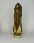 Modernist Brass Female Bust Sculpture | Abstract Woman’s Head, Vintage Brass Art Object on Lucite Base