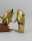 Vintage Solid Brass Dolphins – 10” Coastal Wishing Vessels/Coin Banks-A Pair