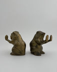 Vintage Brass Patty Cake Frog Bookends- A Pair