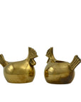 Pair of Small Vintage Brass Hen Candlestick Holders – Whimsical Farmhouse/Eclectic/Folk Art