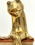 Vintage Polished Brass Frog Couple Bookends — Mid-Century Modern Charm