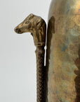 Vintage Brass Hammered Vase With Horse Head Handles
