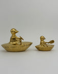 Vintage Brass Duck and Duckling Paddling Boats-A Pair