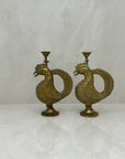 Vintage Brass Bird Candleholders-A Pair