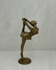 Vintage Brass Ballerina Statue – 12” Tall Mid-Century Ballet Dancer Figurine