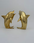 Vintage Solid Brass Dolphins – 10” Coastal Wishing Vessels/Coin Banks-A Pair