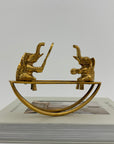 Vintage Brass Figurine of Elephants Enjoying a Tennis Match on a Teeter-Totter