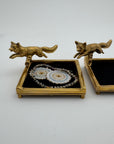 Vintage Brass Fox Trinket Dish-A Pair