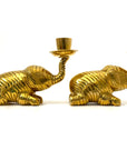 Vintage Brass Elephant Candle Holders | Lucky Trunk Pair
