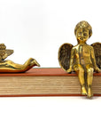 Vintage Polished Brass Cherub Angels — Set of Two Mid-Century Figurines