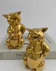 Pair of Vintage Brass Laughing Pig Figurines