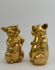 Pair of Vintage Brass Laughing Pig Figurines