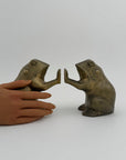 Vintage Brass Patty Cake Frog Bookends- A Pair