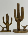 Vintage Brass Saguaro Cactus & Roadrunner — Pair (Set of 2)