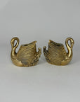 Pair of Vintage Brass Swan Candlestick Holders- Mid-Century Taper Candle Holders