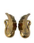 Pair of Vintage Brass Swan Wall Pockets / Hanging Holders