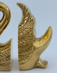 Vintage Brass Swan Bookends- A Pair