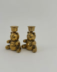 Vintage Brass Teddy Bear Candlestick Holders-A Pair