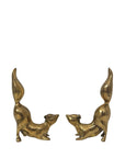 Vintage Brass Squirrel Figurines – Playful Mid-Century Pair with High Curved Tails