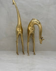 Vintage Brass Giraffe Pair – Tall Sculptural Mid Century Modern Figurines – Hollywood Regency Safari Decor – Statement Brass Animal Duo
