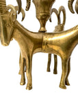 Exceptional Pair of Vintage Four-Headed Ram Brass Candleholders – MCM Sculptural Decor | Hollywood Regency Masterpieces