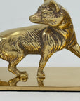 Made in England Brass Fox Bookends — 9.76 lb Pair, 9” Long Woodland Animal Library Decor (Mid-Century / Hollywood Regency)
