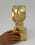 Vintage Brass Face Sculpture | Mid-Century Modern