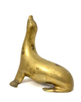 Vintage Brass Sea Lion Sculpture – Mid-Century Modern Marine Art | Made in Korea | Hollywood Regency Coastal Decor